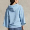 Blauer Ralph Lauren Fleece-Kapuzenpullover mit abgeschnittenen Bündchen für Damen