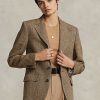 Braune Blazer aus Leinenmischung mit Fischgrätenmuster für Damen von Ralph Lauren