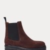 Braune Chelsea-Stiefel aus Wildleder von Ralph Lauren für Damen