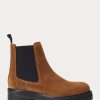 Braune Chelsea-Stiefel aus Wildleder von Ralph Lauren für Damen