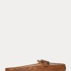 Braune Damen Ralph Lauren Brynn Flache Driver-Schuhe aus brüniertem Leder