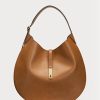 Braune Damen Ralph Lauren Polo ID Kalbsleder Mittelgroße Schultertaschen
