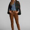 Braune, enge Cargohose aus Leder von Ralph Lauren für Damen