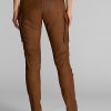Braune, enge Cargohose aus Leder von Ralph Lauren für Damen