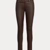 Braune, enge Knöchelhose aus Nappaleder von Ralph Lauren für Damen