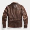 Braune Herren-Automäntel aus Leder von Ralph Lauren