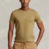 Braune Herren Ralph Lauren Custom Slim Fit Crewneck T-Shirts