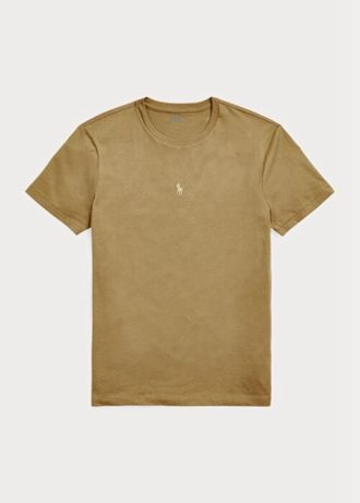 Braune Herren Ralph Lauren Custom Slim Fit Crewneck T-Shirts