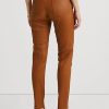 Braune, hochgeschnittene Skinny-Knöchelhose aus Leder von Ralph Lauren für Damen