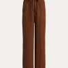 Braune Hose mit weitem Bein aus Seidenmischung von Ralph Lauren für Damen