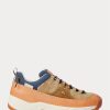 Braune / Indigoblaue Ralph Lauren Harmon Sneakers aus Leder und Denim für Herren