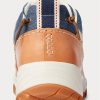 Braune / Indigoblaue Ralph Lauren Harmon Sneakers aus Leder und Denim für Herren