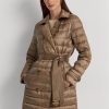 Braune, metallisch gesteppte Daunenmäntel von Ralph Lauren für Damen