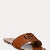 Braune Ralph Lauren Andela Sandalen aus brüniertem Kalbsleder für Damen