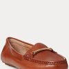 Braune Ralph Lauren Briony Driver-Loafer aus Leder für Damen