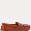 Braune Ralph Lauren Briony Driver-Loafer aus Leder für Damen