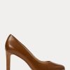 Braune Ralph Lauren Camila Heels aus brüniertem Leder für Damen