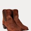 Braune Ralph Lauren Chelsea Plainview Wildlederstiefel für Damen