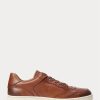 Braune Ralph Lauren Court Leder-Sneakers für Herren