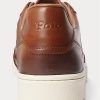 Braune Ralph Lauren Court Leder-Sneakers für Herren