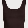 Braune Ralph Lauren Cropped-Tanktops aus Wildlederjersey für Damen