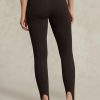 Braune Ralph Lauren Damen-Leggings mit seitlichem Reißverschluss und Steg