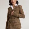 Braune Ralph Lauren Donaldson Karierte Tweedjacken für Damen