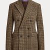 Braune Ralph Lauren Donaldson Karierte Tweedjacken für Damen