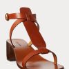Braune Ralph Lauren Dyllon Sandalen aus brüniertem Kalbsleder für Damen