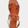 Braune Ralph Lauren Dyllon Sandalen aus brüniertem Kalbsleder für Damen