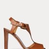 Braune Ralph Lauren Emilie Welington Kalbsledersandalen für Damen