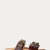 Braune Ralph Lauren Ezra Sandalen aus Leder mit Krokodilprägung für Damen
