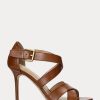 Braune Ralph Lauren Gisella Heels aus brüniertem Leder für Damen