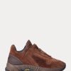 Braune Ralph Lauren Grayson Sneakers aus Kalbswildleder mit Reißverschluss für Damen