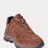 Braune Ralph Lauren Grayson Sneakers aus Kalbswildleder mit Reißverschluss für Damen