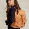 Braune Ralph Lauren Heritage Lederrucksäcke für Herren