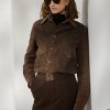 Braune Ralph Lauren Hugh Jacken aus Lammwildleder und Fischgrätenmuster für Damen
