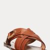 Braune Ralph Lauren Jacie-Steigbügelsandalen aus Kalbsleder für Damen