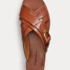 Braune Ralph Lauren Jacie-Steigbügelsandalen aus Kalbsleder für Damen