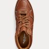 Braune Ralph Lauren Jaemyn High-Top-Sneakers aus Kalbsleder für Damen