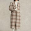 Braune Ralph Lauren Karierte Wollmischungsmäntel für Damen