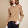 Braune Ralph Lauren Kaschmirpullover mit Kragen für Damen
