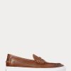 Braune Ralph Lauren Keaton Pennyloafer aus Leder für Herren