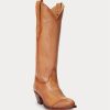 Braune Ralph Lauren Kiera Cowboystiefel aus Leder für Damen