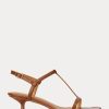 Braune Ralph Lauren Kitten-Heel-Sandalen aus Lammleder für Damen