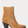 Braune Ralph Lauren Lowrey Cowboystiefel aus Wildleder für Damen