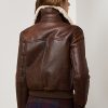 Braune Ralph Lauren Niketa Burnished Merino Shearling Jacken für Damen