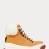 Braune Ralph Lauren Polo Sport Wildleder- und Lammfellstiefel für Damen
