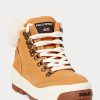 Braune Ralph Lauren Polo Sport Wildleder- und Lammfellstiefel für Damen