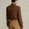 Braune Ralph Lauren Relaxed Fit Leinenhemden für Damen